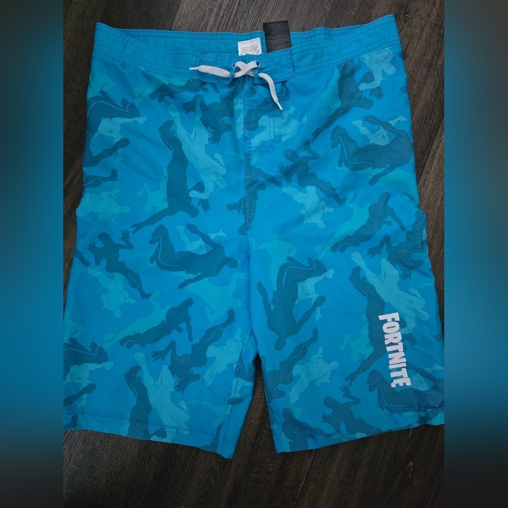 FORTNITE Epic Games Blue Swim Shorts Size XL 14-16 Board shorts Beach Travel